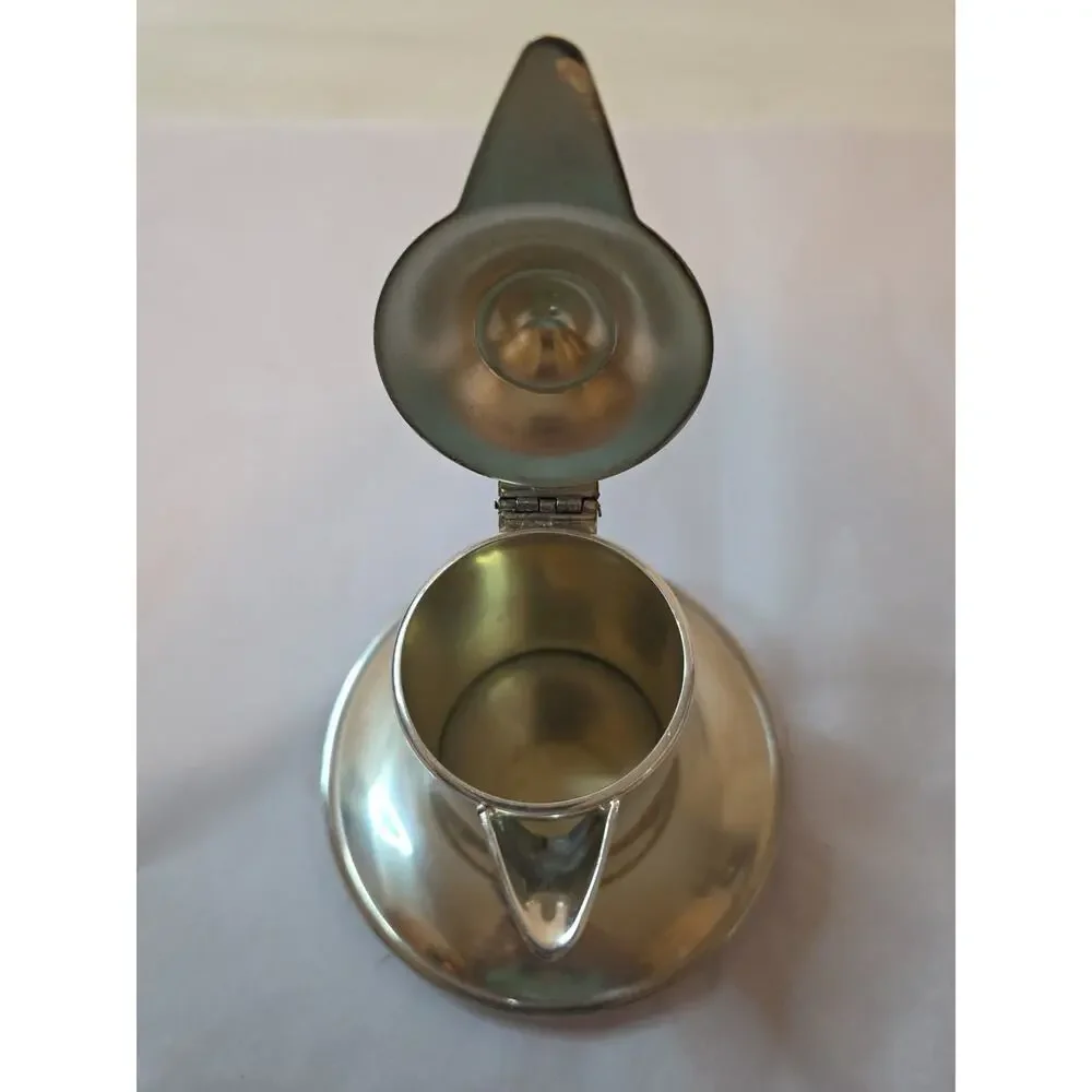 Antique Wallace Silver Plate M616 Creamer Attached Plate Hinged Lid